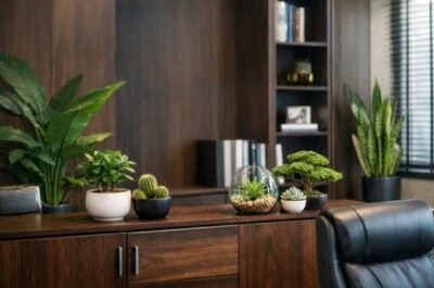 Cách bố trí và chăm sóc cây cảnh mini trên tủ giám đốc